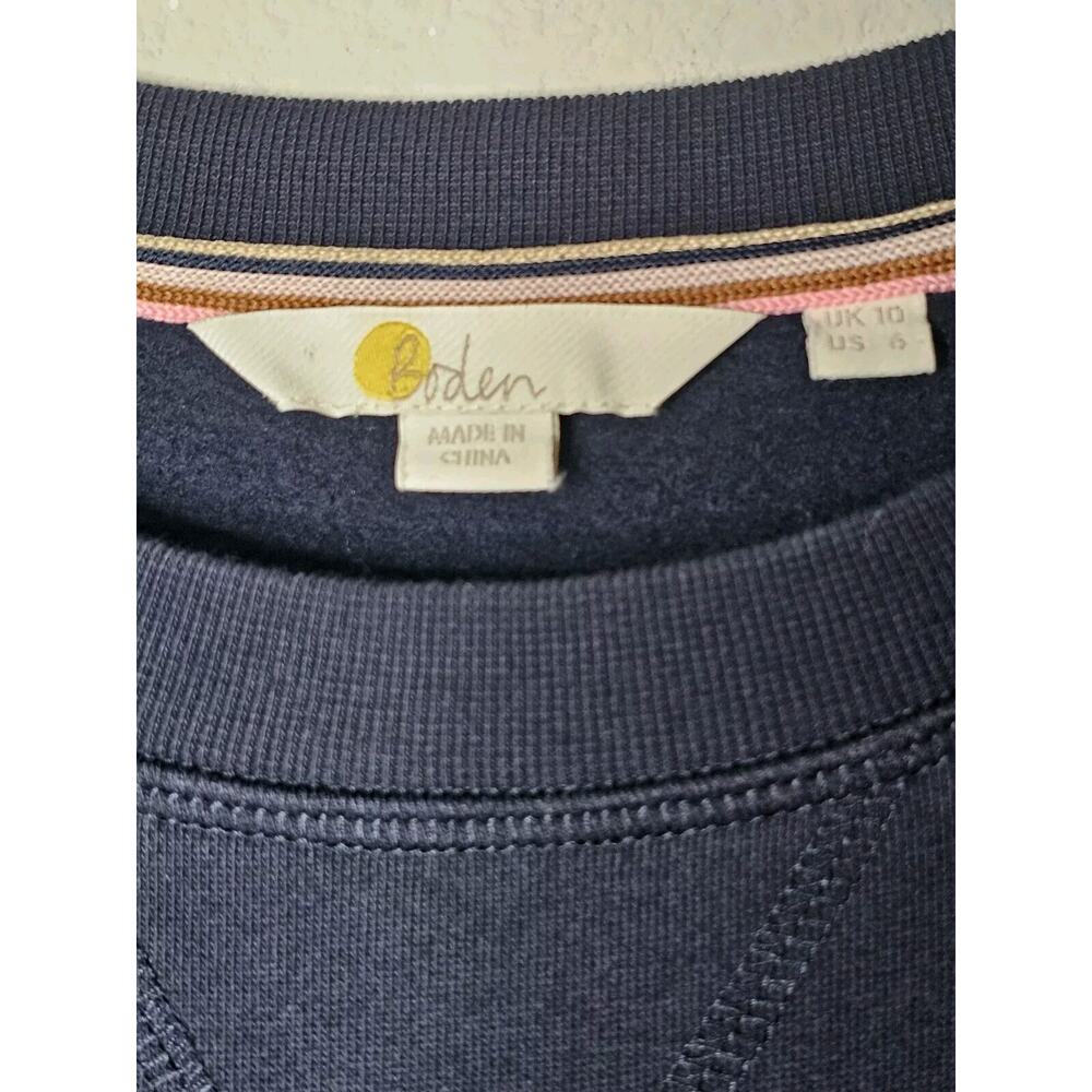 Boden Navy Women’s Sweatshirt Ruffle Sleeves Floral Design - Size 6 - Picture 5 of 13